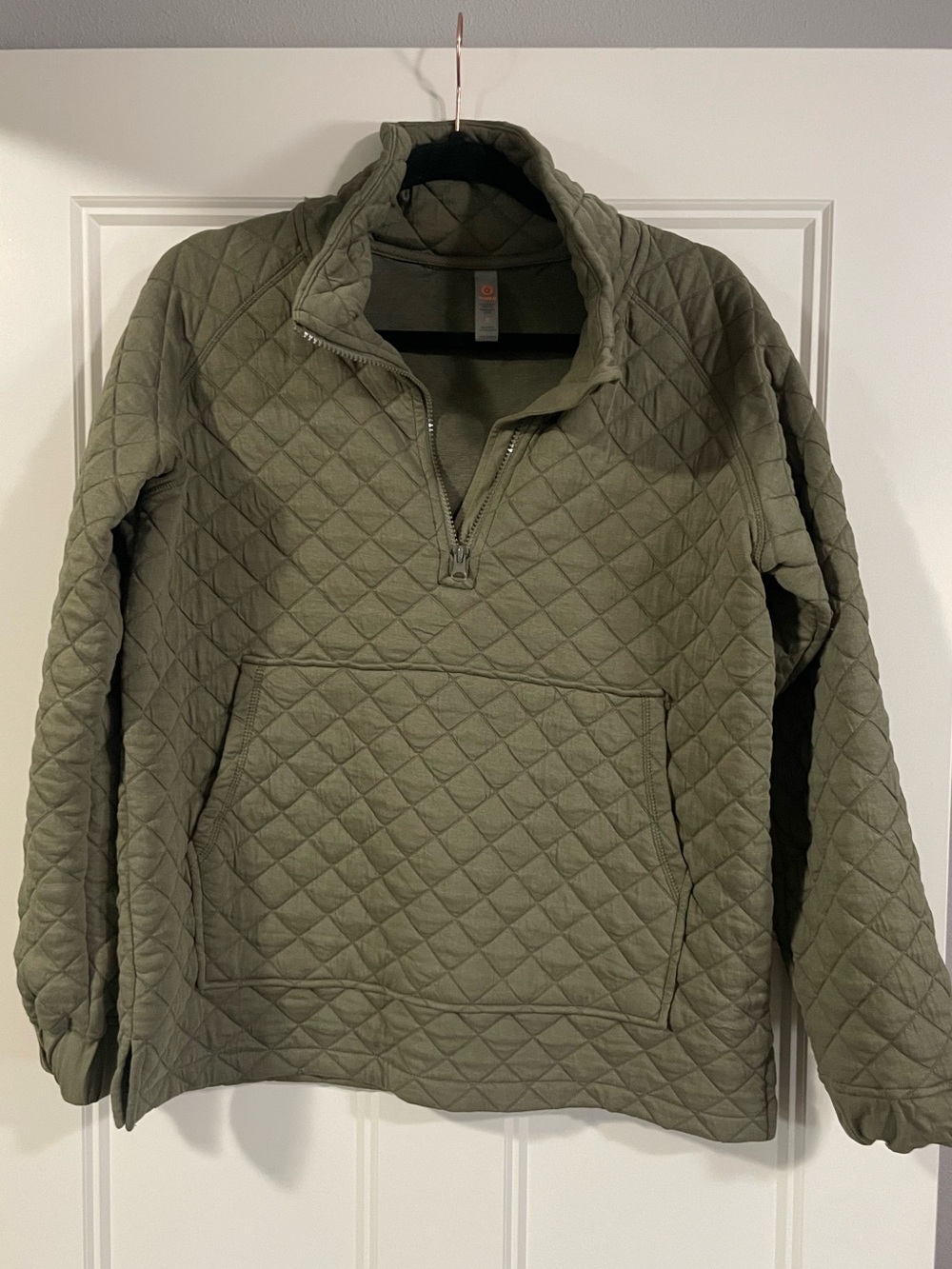 Mono B Olive Green Quilted Half-Zip Pullover